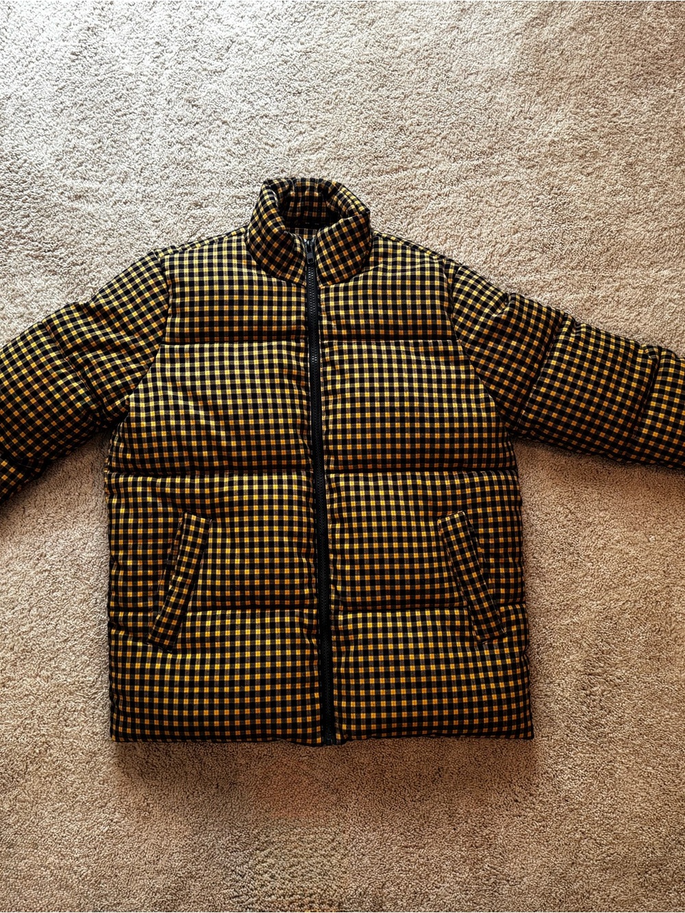 ASOS Yellow and Black Check Puffer Jacket